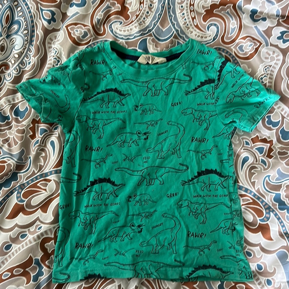 h&m boys dinosaur green tshirt.